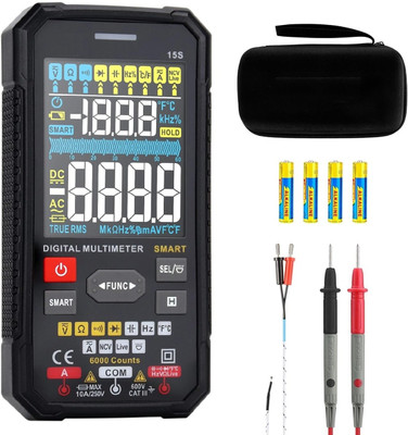 HTY HTC- DM-15S TRMS Digital Smart Multimeter With 600V AC/DC Voltage Smart Digital Multimeter(Black 6000 Counts)