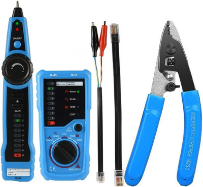 Techtest Wire Tracker RJ11 RJ45 Cable Tester Measuring Instrument Optical Fiber Stripper Digital Multimeter(Blue 2000 Counts)