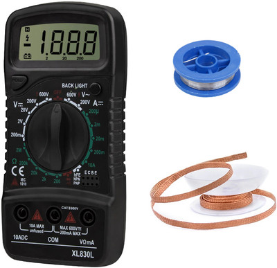 Crafts Haveli Multimeter 830, Soldering Wire & Desoldering Wik Digital Multimeter(9999 Counts)
