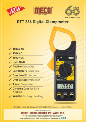 HTY Meco DTT 266_3 ½ Digital 200 Counts 1000 AC Digital Clamp Meter Digital Multimeter(Black, Yellow 2000 Counts)