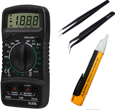Crafts Haveli Multimeter 830, 2Pc Anti Static Tweezer & Voltage Tester Digital Multimeter(9999 Counts)