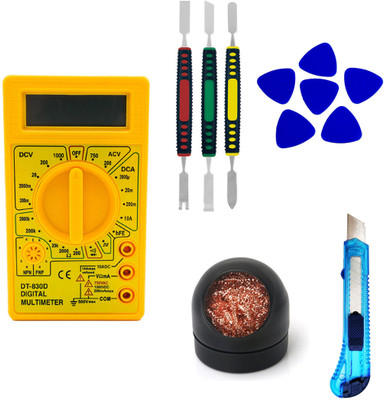 Sharum Crafts Multimeter & 3Pc Spudger Set & 6pc Mobile Opener, Tip Cleaner & Knife Cutter Digital Multimeter(9999 Counts)