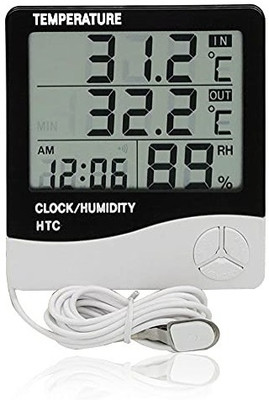 Inditradition Plastic emperature Humidity Hygrometer Temperature Humidity Calendar,Clock,Alarm Digital Multimeter(White 2000 Counts)