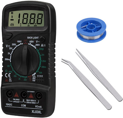 Sharum Crafts Multimeter 830, Soldering Wire & 2Pc Tweezer Digital Multimeter(9999 Counts)
