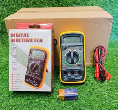 Divinext New Arrival A830L Measure AC / DC Voltage, DC Current, Resistance, Continuity Beeper, Diode / Transistor / On-Off Test Multitester with Data Hold + Back Light LCD Display + Low Battery Indicator + 9 Volt Battery + Voltmeter Leads Blue Yellow Unity Digital Multimeter(Blue, Orange 2000 Counts