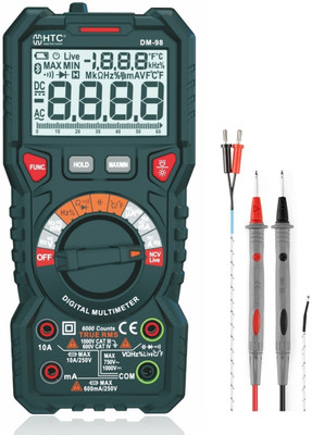 HTY HTC DM-98 with TRMS and Autoranging function with Bargraph (Battrey Included) Digital Multimeter(Green 6000 Counts)