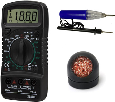 Crafts Haveli Multimeter 830, Continuty Tester & Soldering Iron Tip Cleaner Digital Multimeter(9999 Counts)