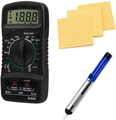 Crafts Haveli Multimeter 830, 3Pc Sponge & Desoldering Pump Digital Multimeter(9999 Counts)