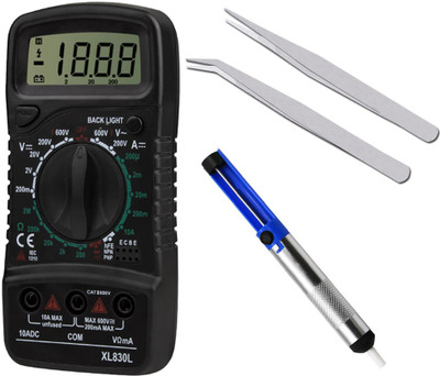 Crafts Haveli Multimeter 830, 2Pc Tweezer & Desoldering Pump Digital Multimeter(9999 Counts)