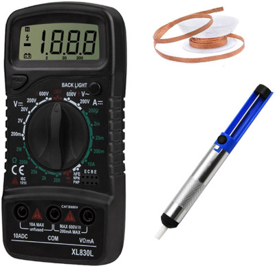Crafts Haveli Multimeter 830, Desoldering Wik & Desoldering Pump Digital Multimeter(9999 Counts)