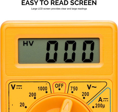 GoodsBazaar D830D Digital Multimeter LCD AC DC Measuring Voltage Current Digital Multimeter(Yellow 2000 Counts)