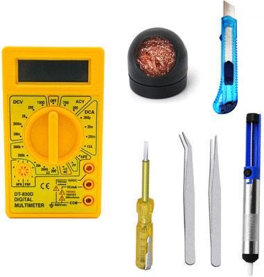 Crafts Haveli Multimeter & Tip Cleaner & Knife Cutter, Tweezer 2Pc, Tester & Soldering Pump Digital Multimeter(9999 Counts)