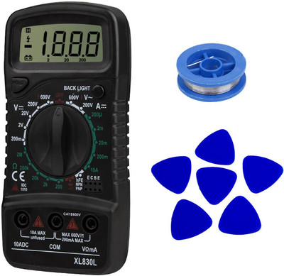 Sharum Crafts Multimeter 830, Soldering Wire & 6Pc Plastic Spudger Digital Multimeter(9999 Counts)