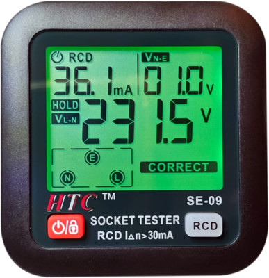 HTY HTC SE-09 Socket tester Lcd display, Data hold, Three hole socket line Digital Multimeter(Black 2000 Counts)