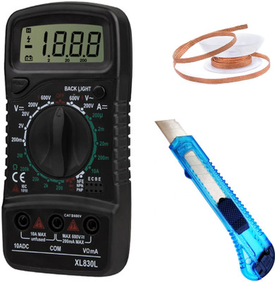 Crafts Haveli Multimeter 830, Desoldering Wik & Knife Cutter Digital Multimeter(9999 Counts)