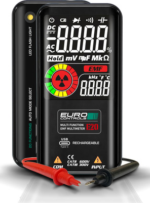 Euro Controls E20 20 in 1 Multimeter - AC-DC Volt/Resistance/Capacitance/Frequency/Temperature Digital Multimeter(Black 9999 Counts)