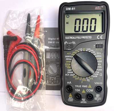 HTY HTC-DM-81 Digital Mulitmeter with 1 Year warranty Digital Multimeter(Black 2000 Counts)