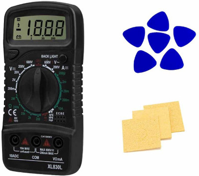 Sharum Crafts Multimeter 830, 6Pc Plastic Spudger & 3Pc Sponge Digital Multimeter(9999 Counts)