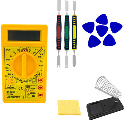 Sharum Crafts Multimeter & 3Pc Spudger Set & 6pc Mobile Opener, Soldering Iron Stand & Sponge Digital Multimeter(9999 Counts)
