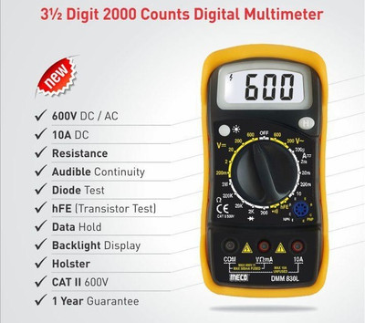 HTY Meco-DM-830L Digital Multimeter-TRMS With 1 Year Warranty Digital Multimeter(Yellow 2000 Counts)