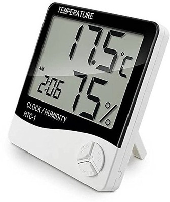 Inditradition 5 In 1 Digital Temperature Humidity Meter, Hygrometer | Live Temperature, Humidity, Calendar, Clock, Alarm Digital Multimeter(White 2000 Counts)