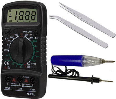 Sharum Crafts Multimeter 830, 2Pc Tweezer & Continuty Tester Digital Multimeter(9999 Counts)