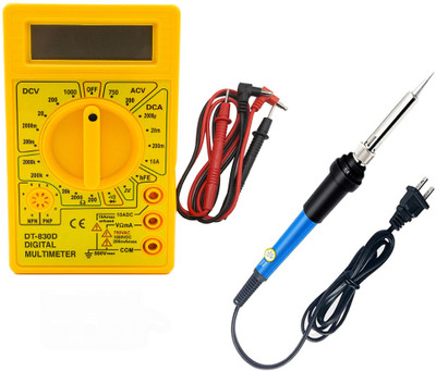 TOOLBUX Digital Multimeter LCD AC DC Measuring Voltage Current & 60 Wt Soldering Iron Digital Multimeter(Yellow, Black 2000 Counts)