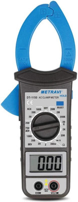 Metravi DT-1150 Digital AC Clamp Meter upto 1000A with full function overload protection Digital Multimeter(Black, Blue 3200 Counts)