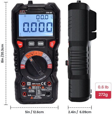 HTY HTC DM-98 with TRMS and Autoranging function with Bargraph (Battrey Included) Digital Multimeter(Black 6000 Counts)