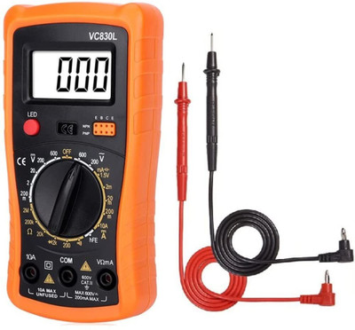 Corslet Digital Multimeter VC 830l Multimeter AC DC Voltage Tester Multi Meter Digital Multimeter(Orange 2000 Counts)