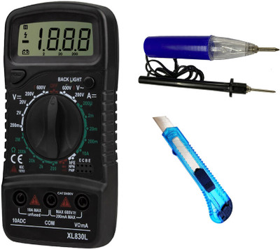 Sharum Crafts Multimeter 830, Continuty Tester & Knife Cutter Digital Multimeter(9999 Counts)