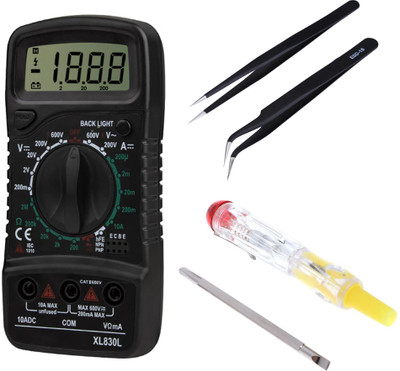 Crafts Haveli Multimeter 830, 2Pc Anti Static Tweezer & 2in1 Tester Digital Multimeter(9999 Counts)