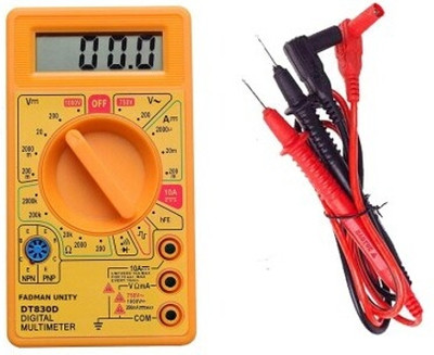 PR Creations Small Digital Multimeter, Multipurpose Electric meter Yellow/Red Digital Multimeter(Yellow 2000 Counts)