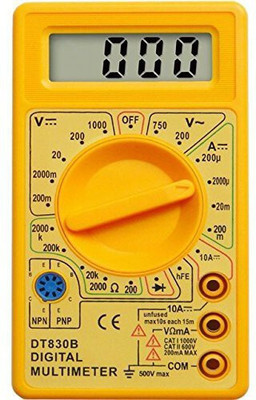 BALRAMA D830D Digital Multimeter LCD AC DC Measuring Voltage Current Digital Multimeter(Yellow 2000 Counts)