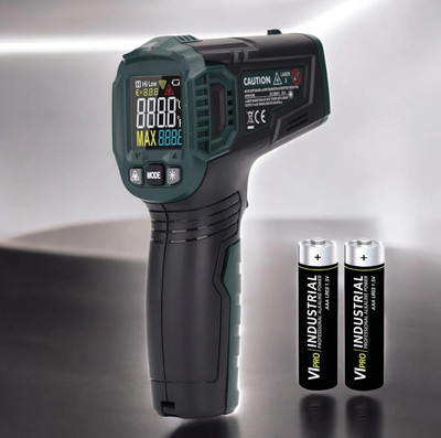 HTY HTC Colour LED Display High Alarm Indicators 550C Infrared Thermometer Digital Multimeter(Green 6000 Counts)
