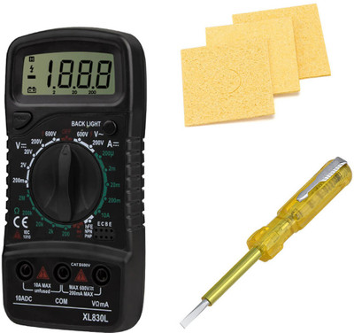 Sharum Crafts Multimeter 830, 3Pc Sponge & Tester Digital Multimeter(9999 Counts)