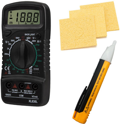 Crafts Haveli Multimeter 830, 3Pc Sponge & Voltage Tester Digital Multimeter(9999 Counts)