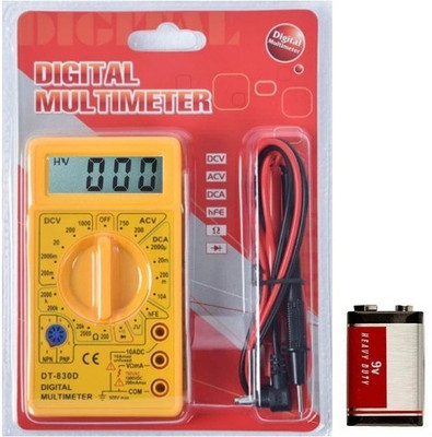 BALRAMA With Battery & Lead Voltage Continuity Buzzer Transistor Current Tester DT830D Digital Multimeter(Yellow 2000 Counts)