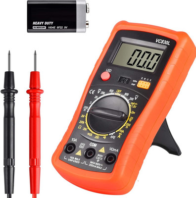 Techtest 830L Pocket Digital Multimeter Voltage Tester Home Multi-Tester (NO BEEP SOUND) Digital Multimeter(Yellow 2000 Counts)