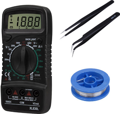 Crafts Haveli Multimeter 830, 2Pc Anti Static Tweezer & Soldering Wire Digital Multimeter(9999 Counts)