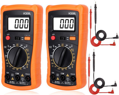 Techtest Set of 2 VC830L Digital Multimeter for Voltage Current Testing Multimeter Ac Dc Digital Multimeter(Yellow, Black 2000 Counts)