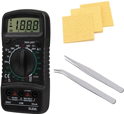 Sharum Crafts Multimeter 830, 3Pc Sponge & 2Pc Tweezer Digital Multimeter(9999 Counts)