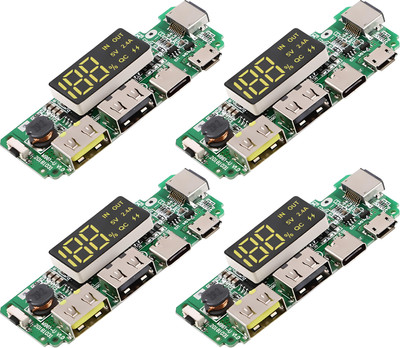 shockley electronics 18650 Lithium Battery Charging Module 5V 2.4A USB-C PowerBank LED Display (4 PC) Multipurpose Controller