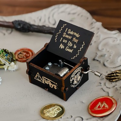 Fusked Wooden Hand Cranked Collectable Engraved Music Box - Harry Potter, Black (Multicolor)(Multicolor)