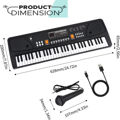 JOYWHIZ Multifunctional Digital Electronic Musical Piano includes Microphone, USB Power Cable & LED Display with Dual Power Source for Beginners Kids Boys & Girls | Analog Portable Keyboard(61 Keys)
