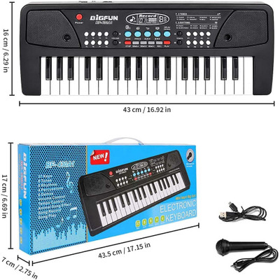 ALLEXSFIT 37 Key 8 Rhythm 8 Tones 6 Demos Portable Electronic Keyboard (Black) Keyboard Piano Keyboard Toy Kids with Mic Intern 37 Keys Piano Analog Analog Arranger Keyboard(37 Keys)