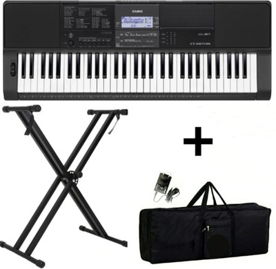 USS CTX-870 CTX-870 CASIO + CARRY CASE + DOUBLE PIPE STAND Digital Portable Keyboard(61 Keys)