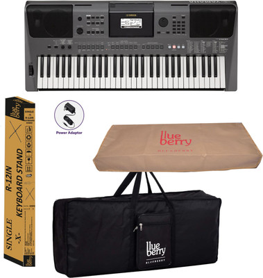 YAMAHA 500 PSR-I500, 61 Keys keyboard with free adapter, black carry bag, dust cover and red stand combo pack Digital Portable Keyboard(61 Keys)