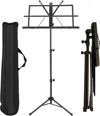 Urban Infotech Adjustable Portable Folding Light Weight Sheet Notation Stand and Clip Holder for Books, Notes, Violin, Lyrics with Carry Bag Notation Stand