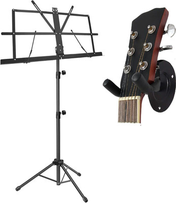 Urban Infotech Notation Stand With Guitar Hanger Dual Metal Clip Notation Stand with Carry Bag Folding Stand